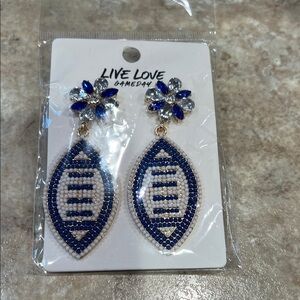 Live Love Gameday Blue and White with silver accent Earrings